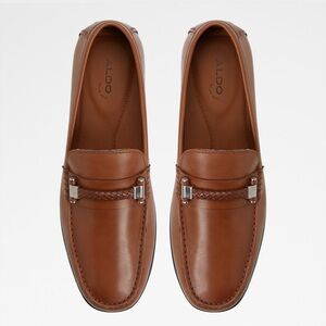 Aldo Brown Leather Slip-On Loafers
